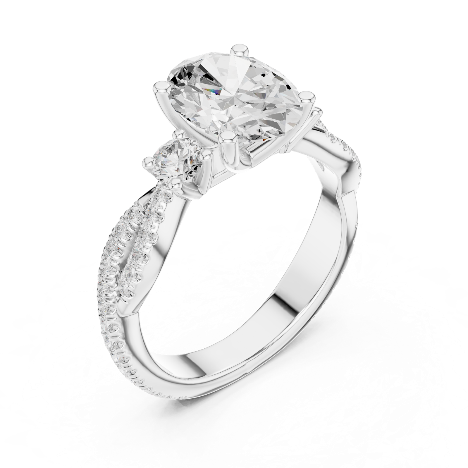 Gold Ring DDLR-1036, White Gold, view 2
