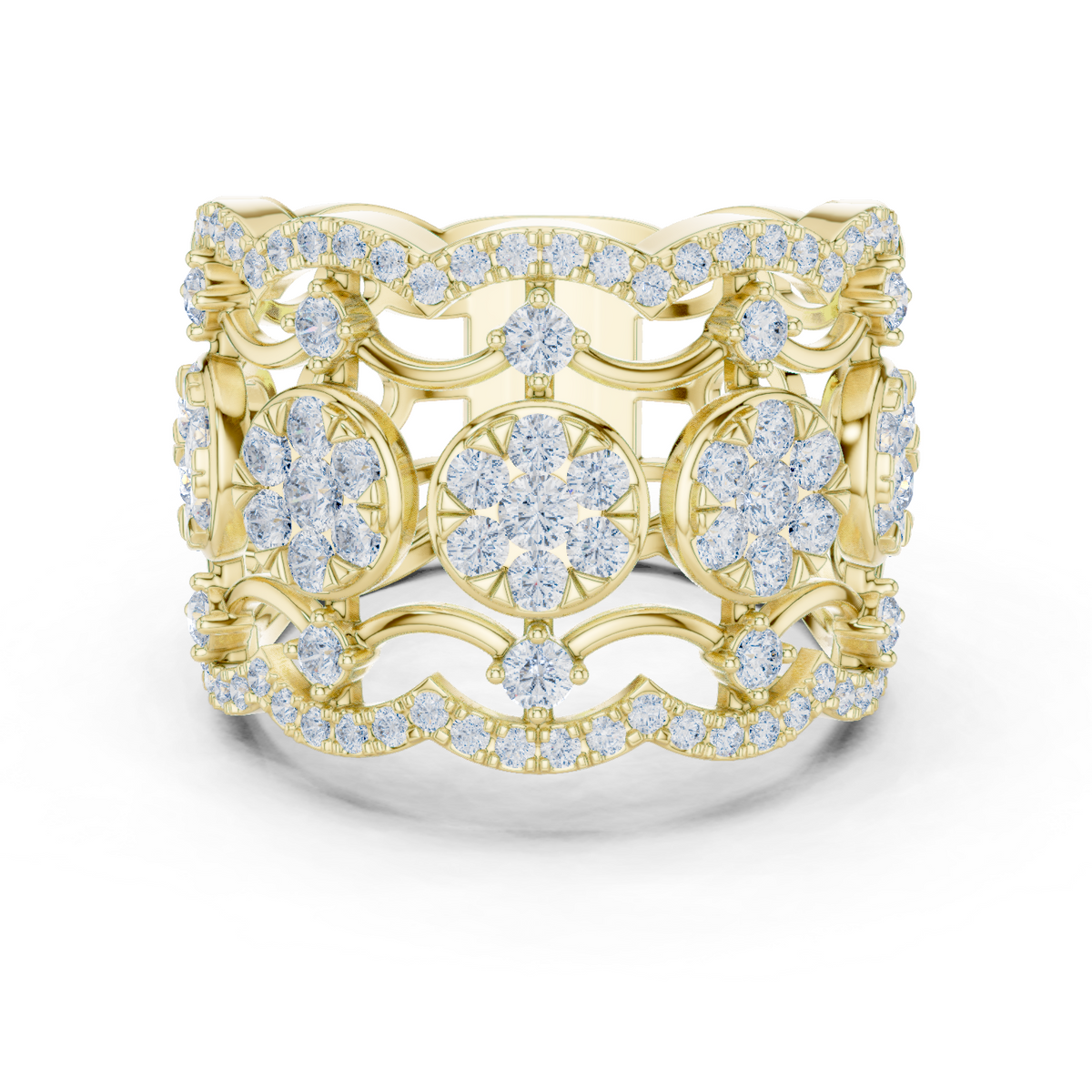 14K Solid Gold Lab Diamond Vintage Ring, Yellow Gold