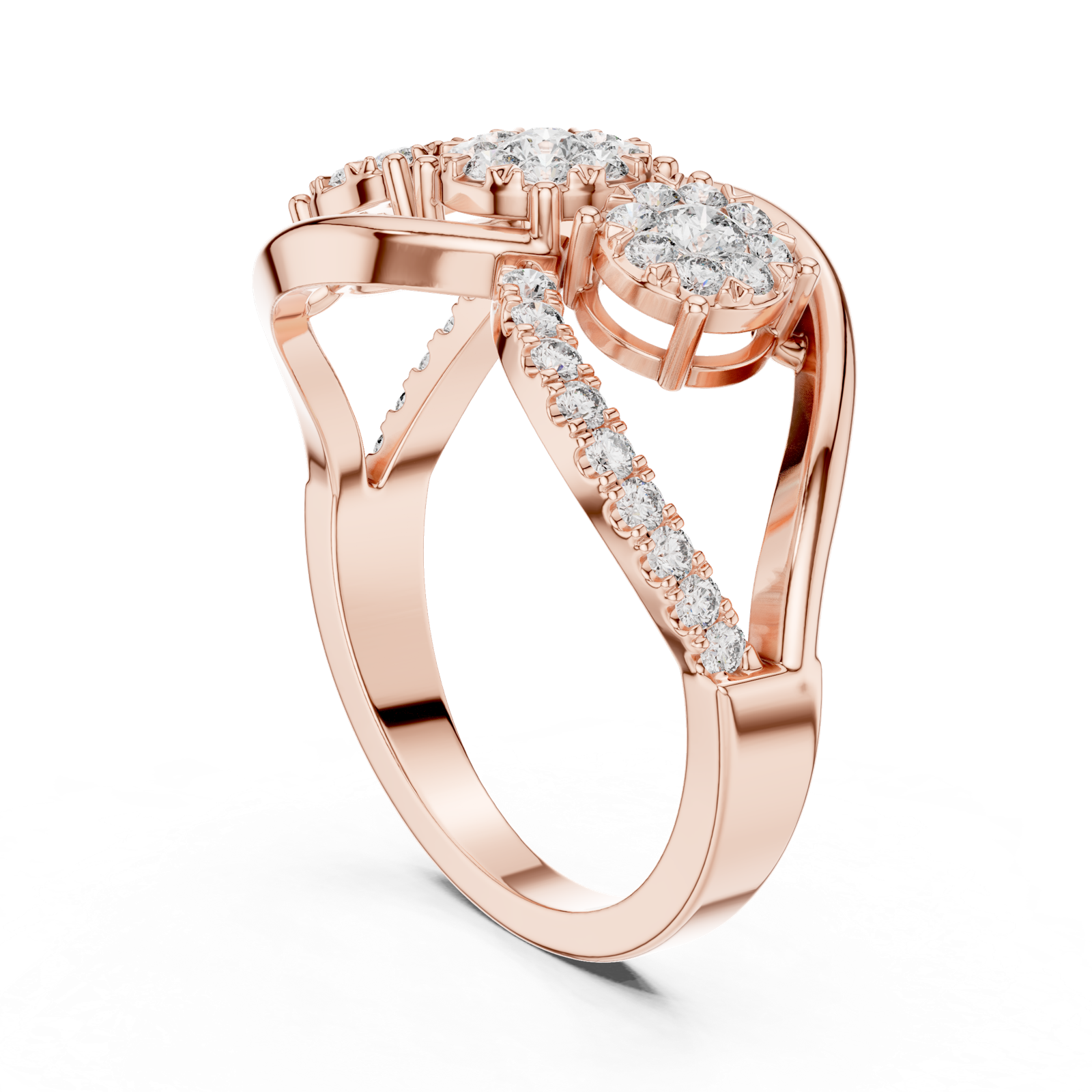 14K Solid Gold Lab Diamond Infinity Cluster Ring, Rose Gold, view 1