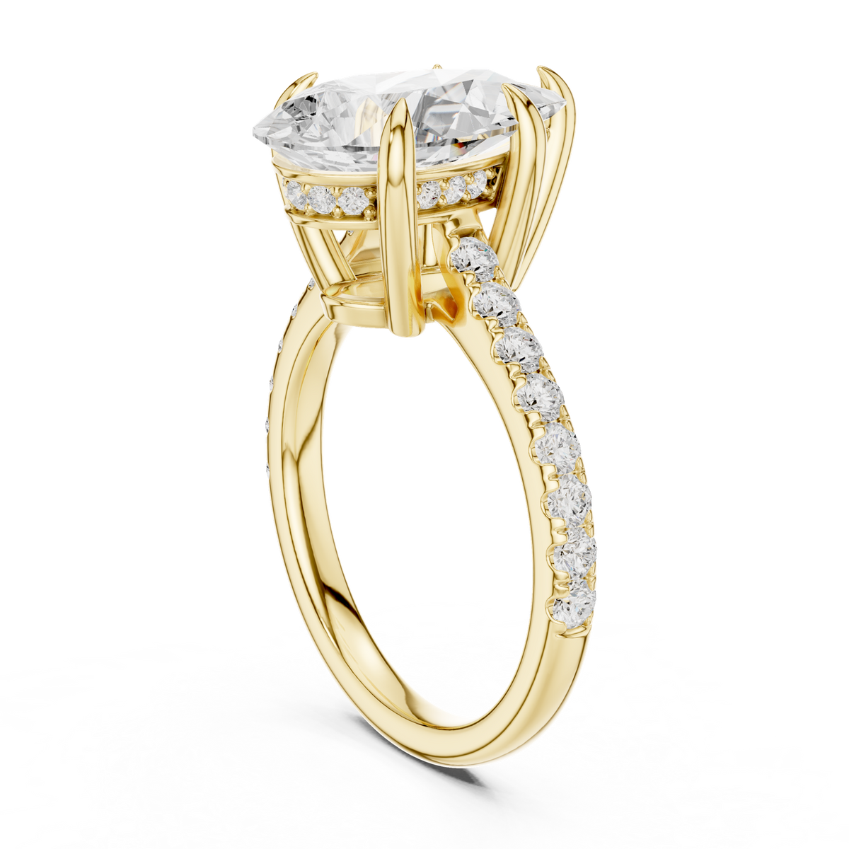14K Solid Gold Lab Diamond Solitaire Ring, Yellow Gold, view 1