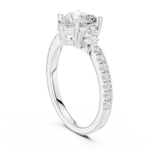 Gold Ring DDLR-037, Heart center stone, White Gold, view 1