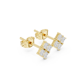 14K Solid Gold Lab Diamond Cluster Earrings, Yellow Gold, view 1