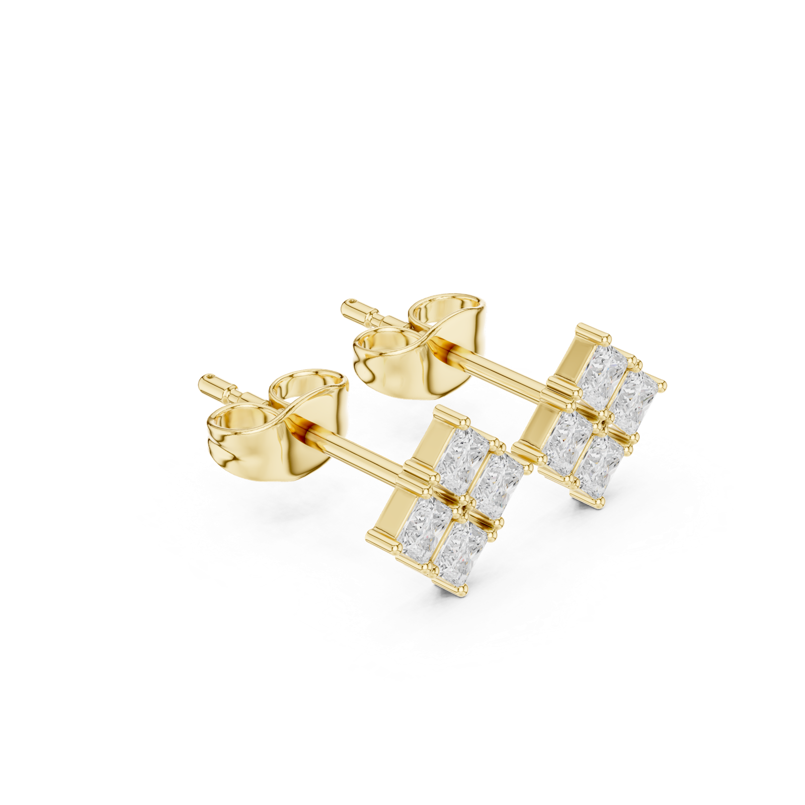 14K Solid Gold Lab Diamond Cluster Earrings, Yellow Gold, view 1
