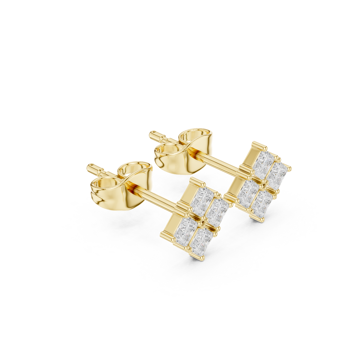 14K Solid Gold Lab Diamond Cluster Earrings, Yellow Gold, view 1