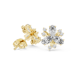 14K Solid Gold Lab Diamond Flower Cluster Earrings, Yellow Gold, view 1