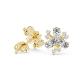 14K Solid Gold Lab Diamond Flower Cluster Earrings, Yellow Gold, view 1