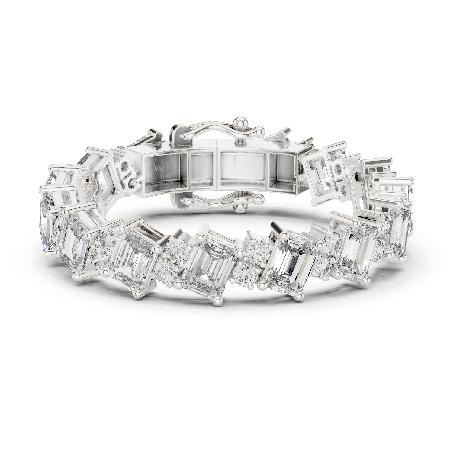14K Solid Gold Lab Diamond Bracelet, White Gold