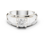 14K Solid Gold Lab Diamond Solitaire Ring, White Gold