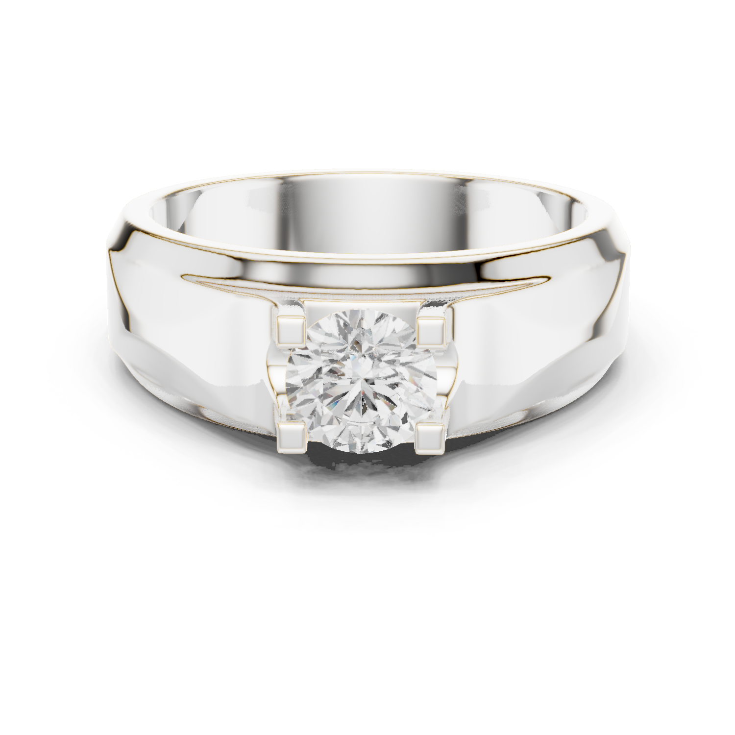 14K Solid Gold Lab Diamond Solitaire Ring, White Gold