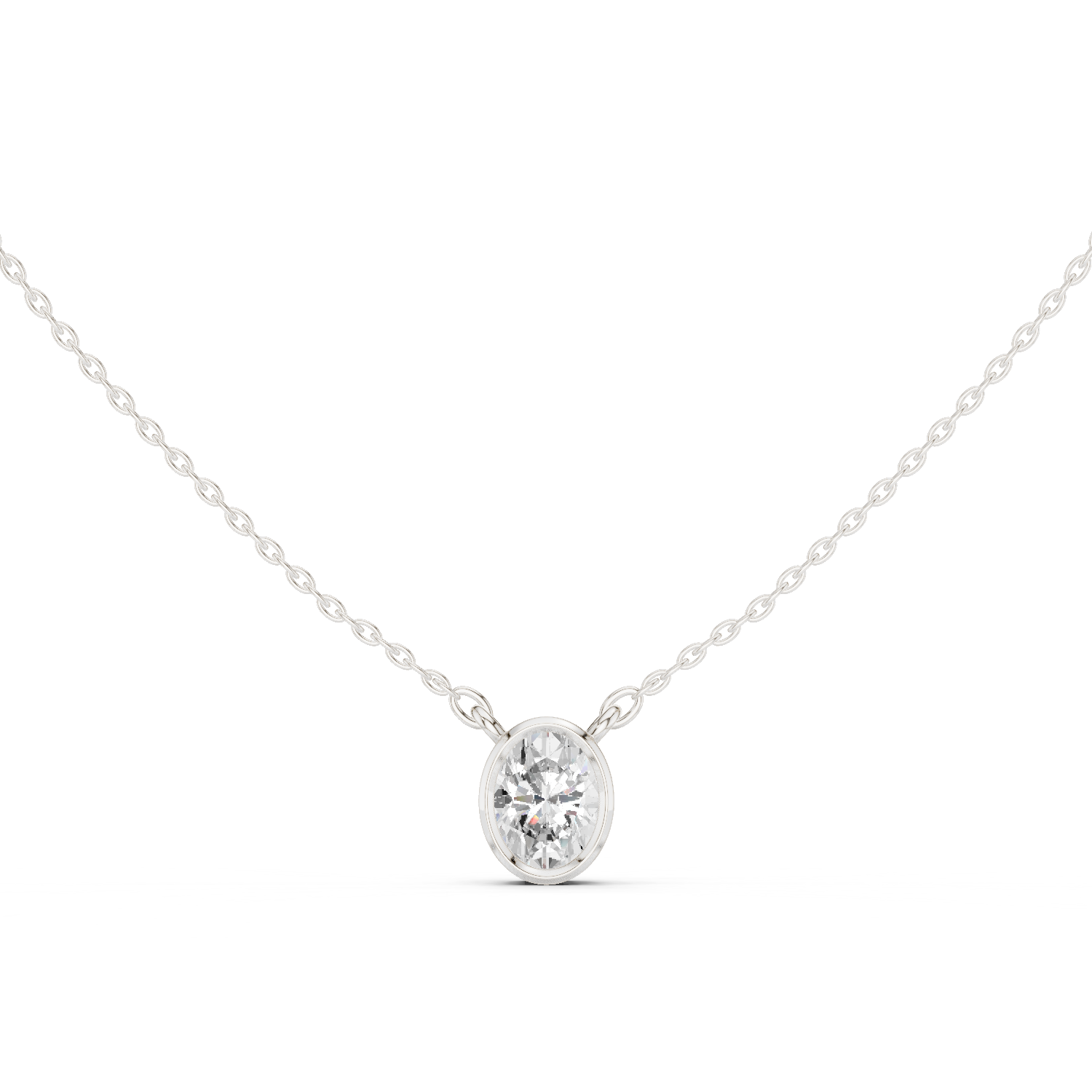 Gold Jewelry DDPS-001, Oval center stone, White Gold