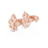 14K Solid Gold Lab Diamond Leaf Huggie Earrings, Rose Gold, view 3