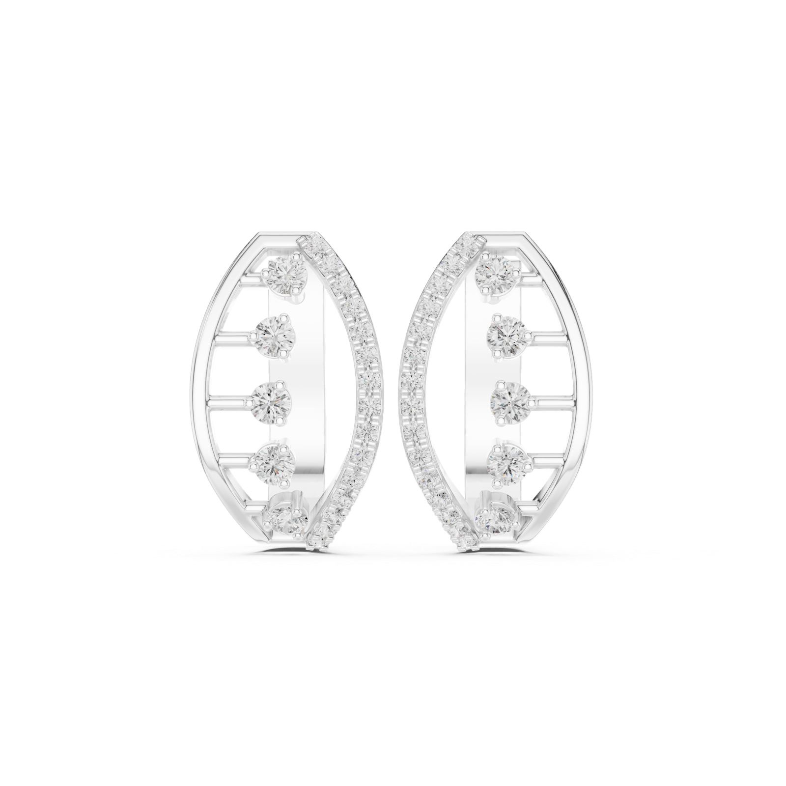 14K Solid Gold Lab Diamond Hoop Earrings, White Gold