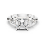 Gold Jewelry, Asscher center stone, White Gold
