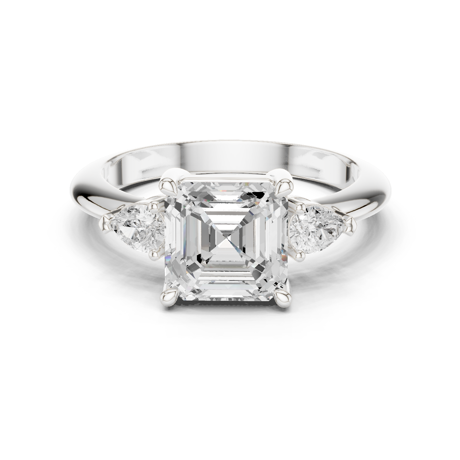Gold Jewelry, Asscher center stone, White Gold
