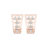 14K Solid Gold Lab Diamond Cluster Earrings, Rose Gold