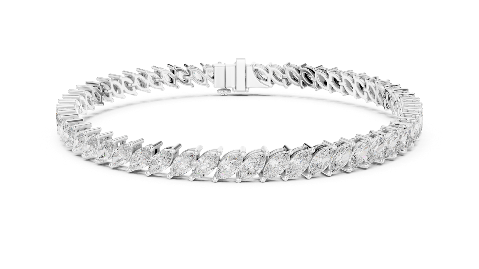 14K Solid Gold Lab Diamond Bracelet, White Gold, view 4