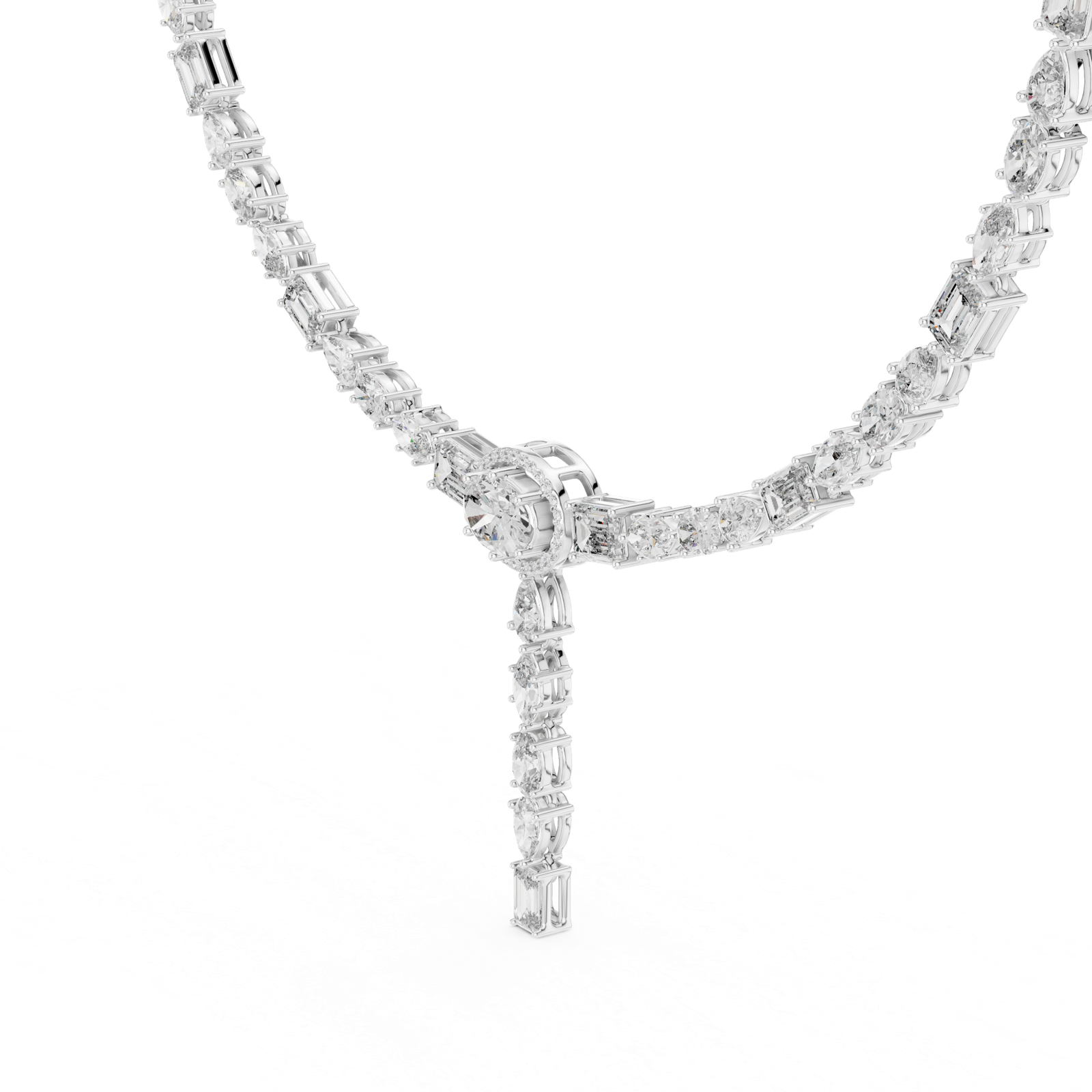 14K Solid Gold Lab Diamond Tennis Necklace, White Gold, view 1