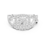 14K Solid Gold Lab Diamond Halo Ring, White Gold