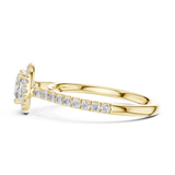 Gold Halo Pave Engagement Ring, Cushion center stone, Yellow Gold, view 3