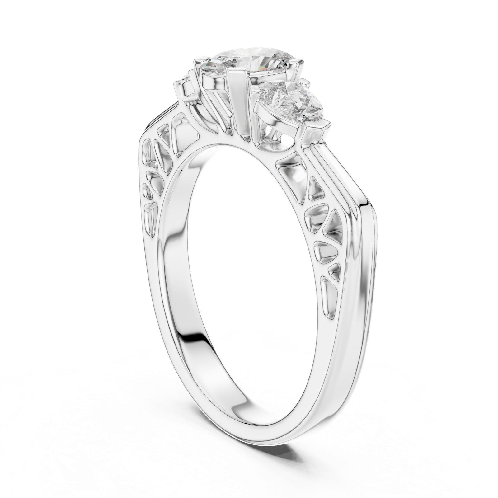 Gold Ring LR-0031, White Gold, view 1