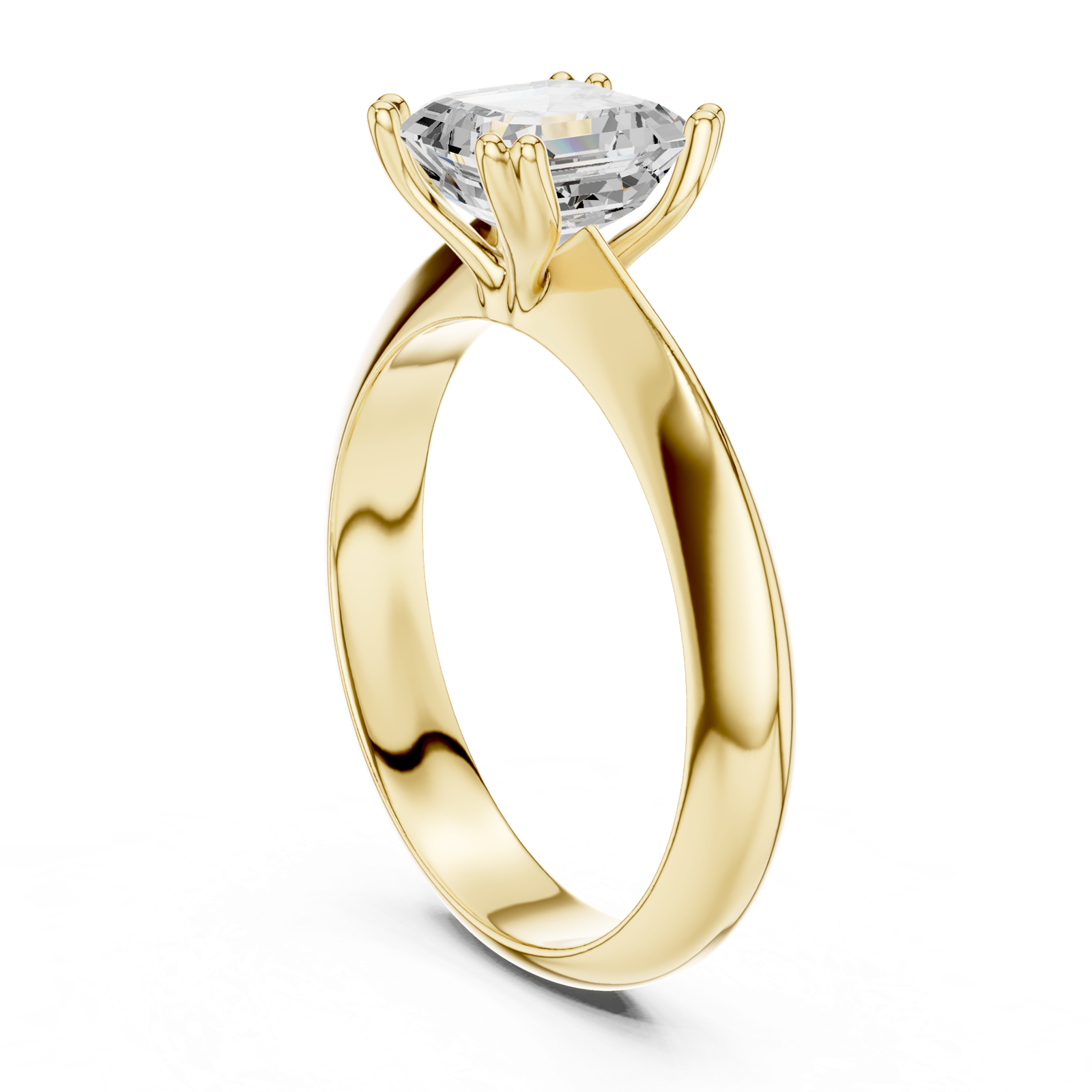 Gold Jewelry L36-8, Asscher center stone, Yellow Gold, view 1