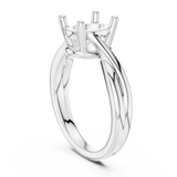 Gold Twisted Band Solitaire Engagement Ring, Oval center stone, White Gold, view 1