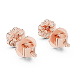 14K Solid Gold Lab Diamond Flower Cluster Earrings, Rose Gold, view 3