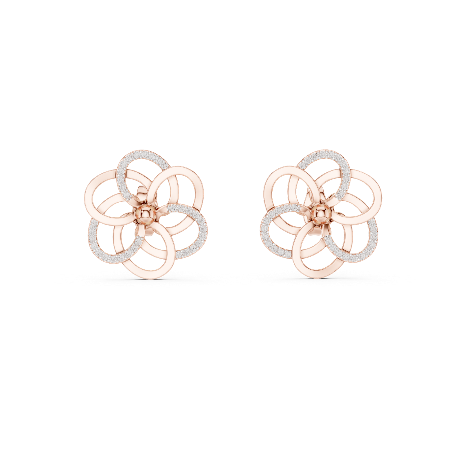 Gold Earrings 12-10030@E, Rose Gold