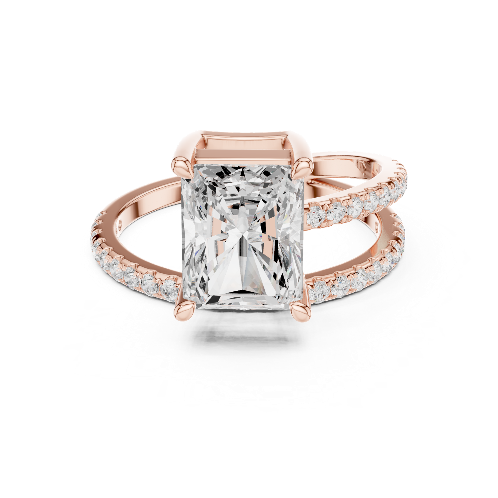 Gold Jewelry L35-39, Radiant center stone, Rose Gold, view 4