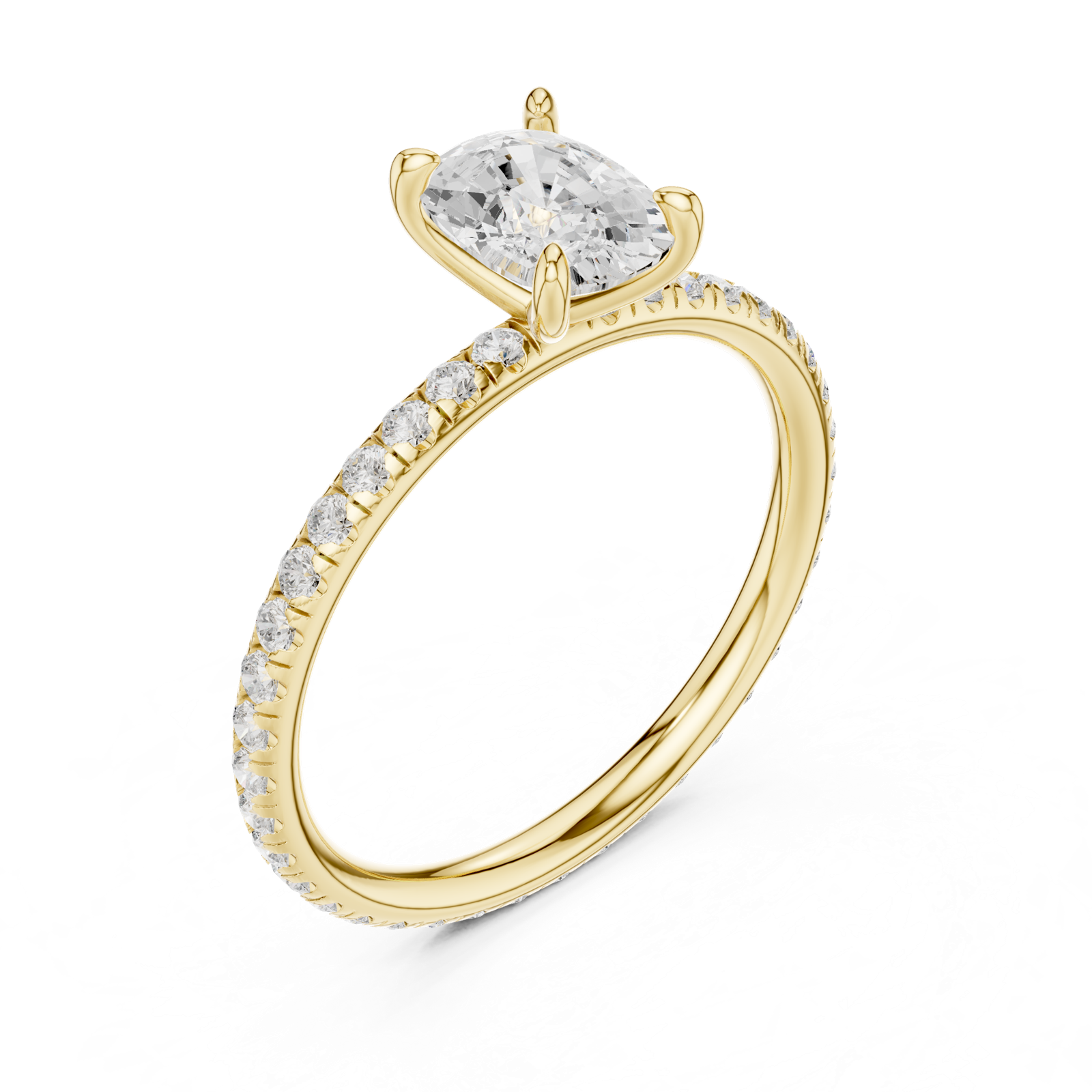 Gold Jewelry, Cushion center stone, Yellow Gold, view 2