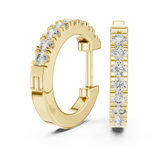 14K Solid Gold Lab Diamond Huggie Earrings, Yellow Gold, view 1