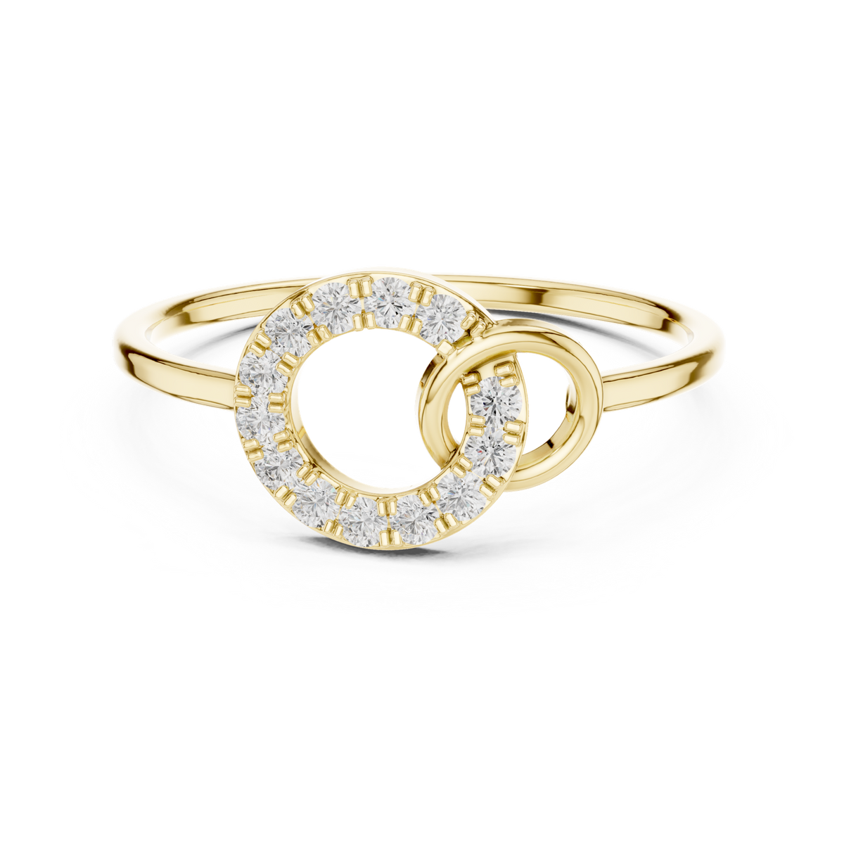 14K Solid Gold Lab Diamond Cluster Ring, Yellow Gold