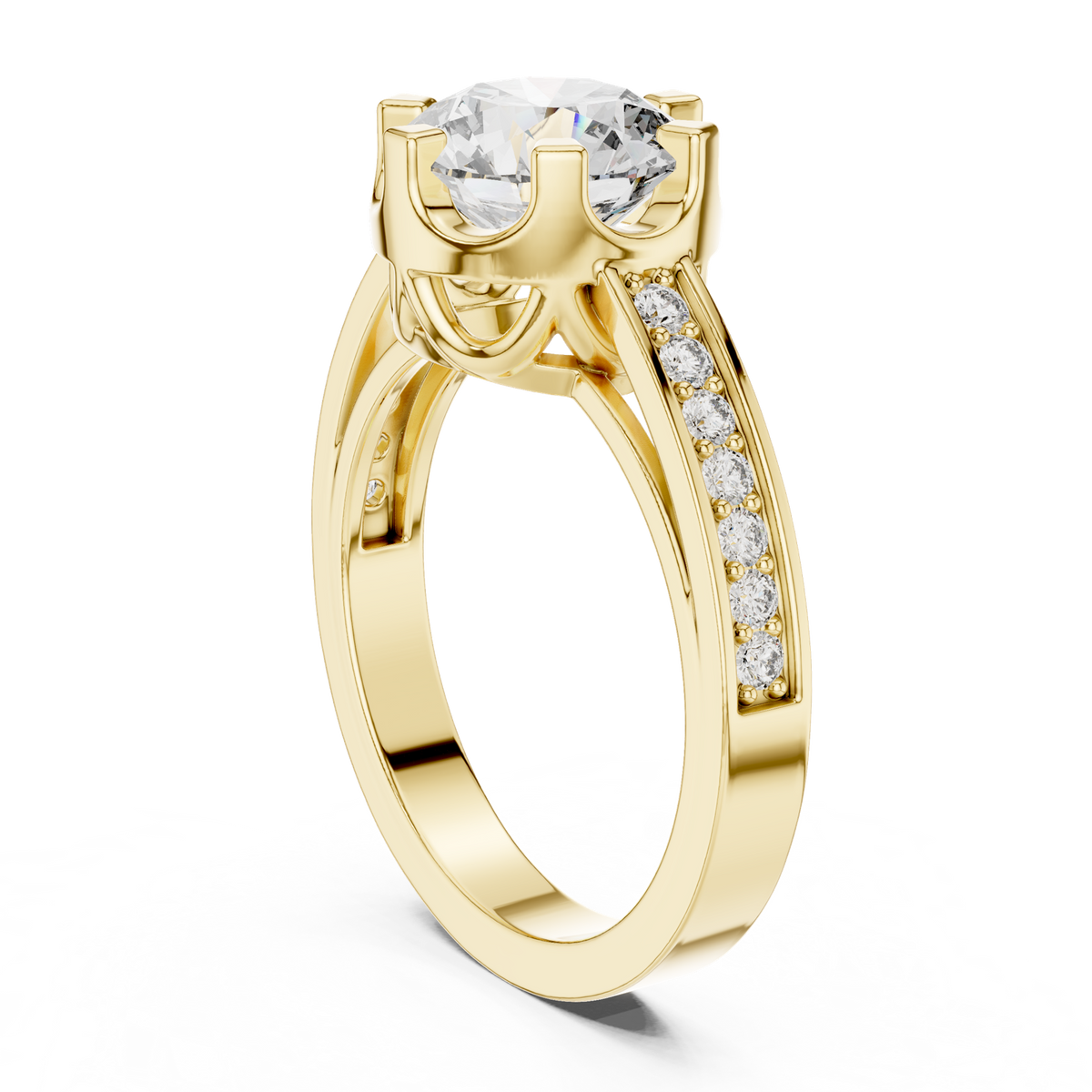 14K Solid Gold Lab Diamond Solitaire Ring, Yellow Gold, view 1