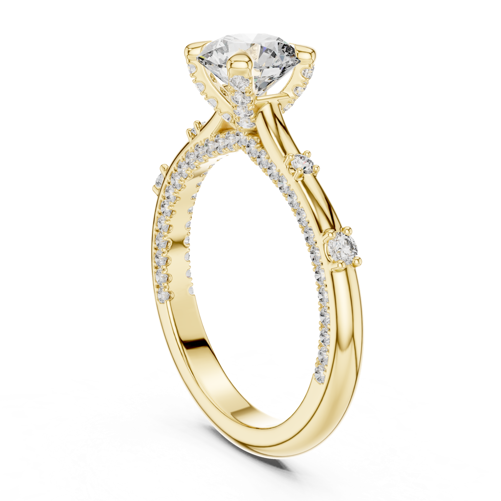 14K Solid Gold Lab Diamond Solitaire Ring, Yellow Gold, view 1