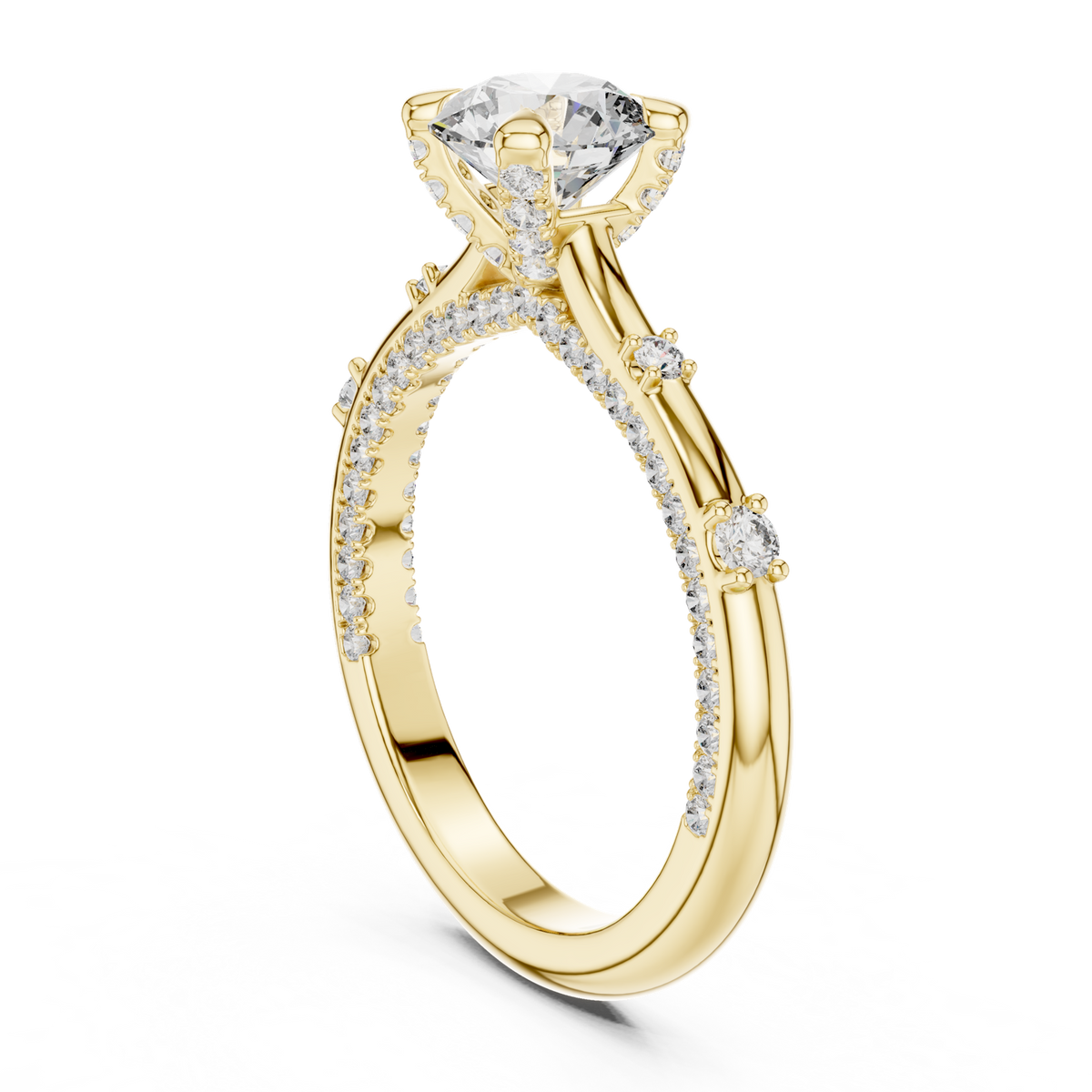 14K Solid Gold Lab Diamond Solitaire Ring, Yellow Gold, view 1