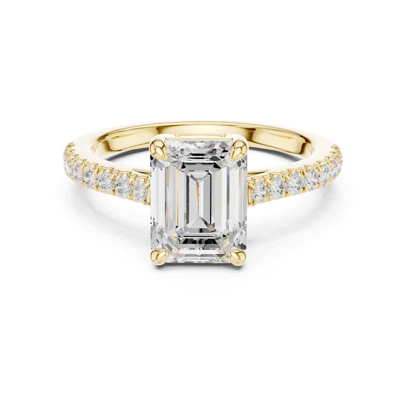 Gold Ring DDLR-039, Emerald center stone, Yellow Gold, view 4