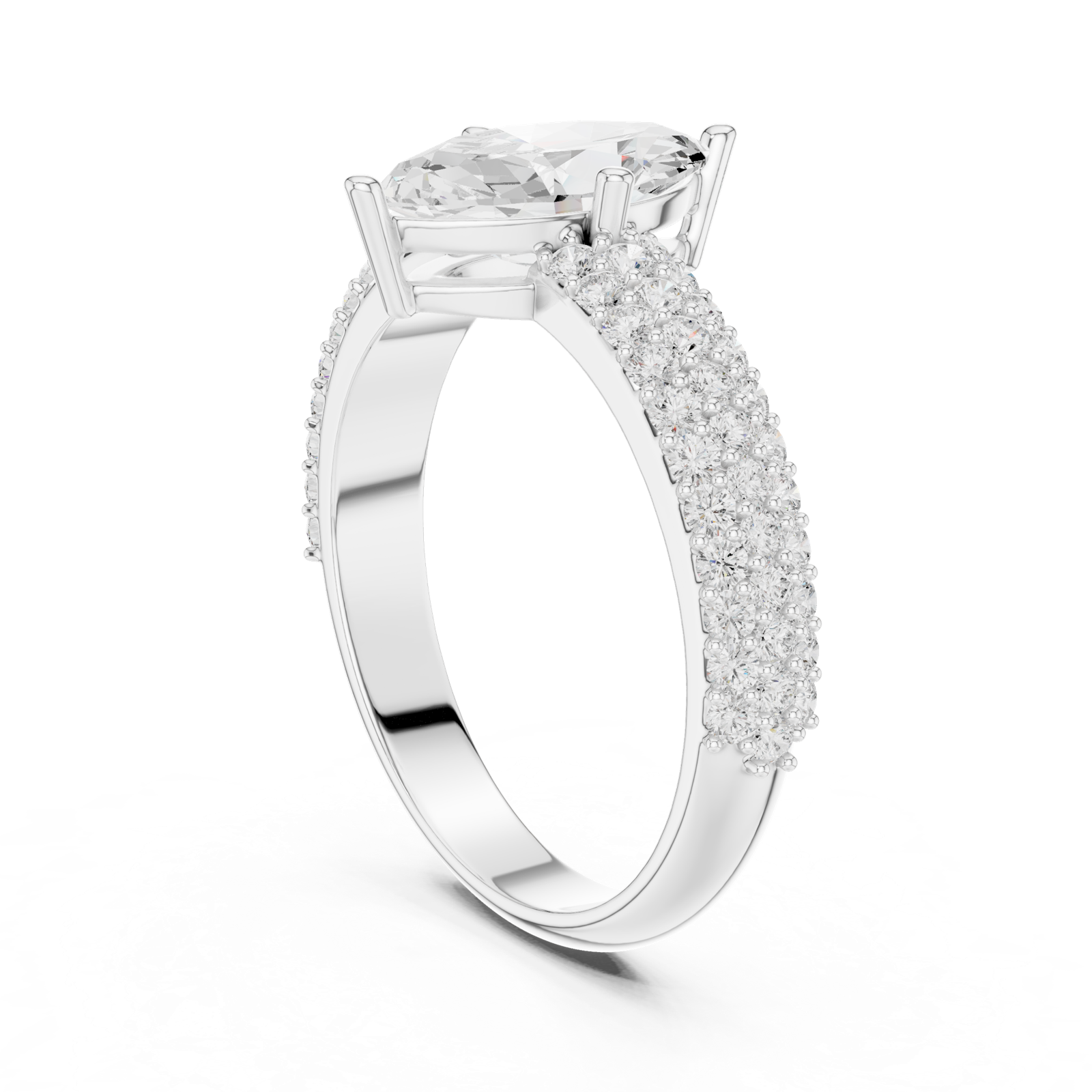 Gold Ring DDLR-1103, White Gold, view 1