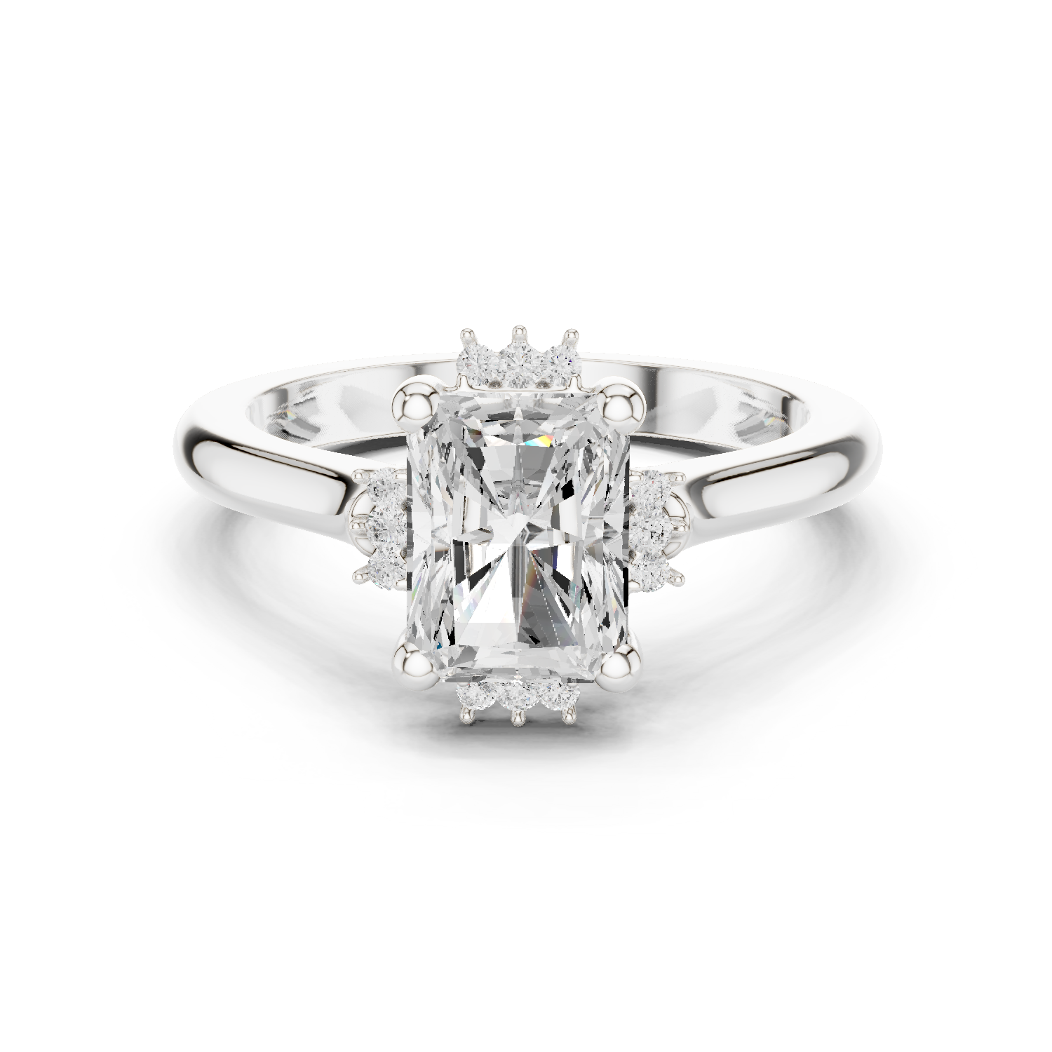 Gold Jewelry L35-123, Radiant center stone, White Gold