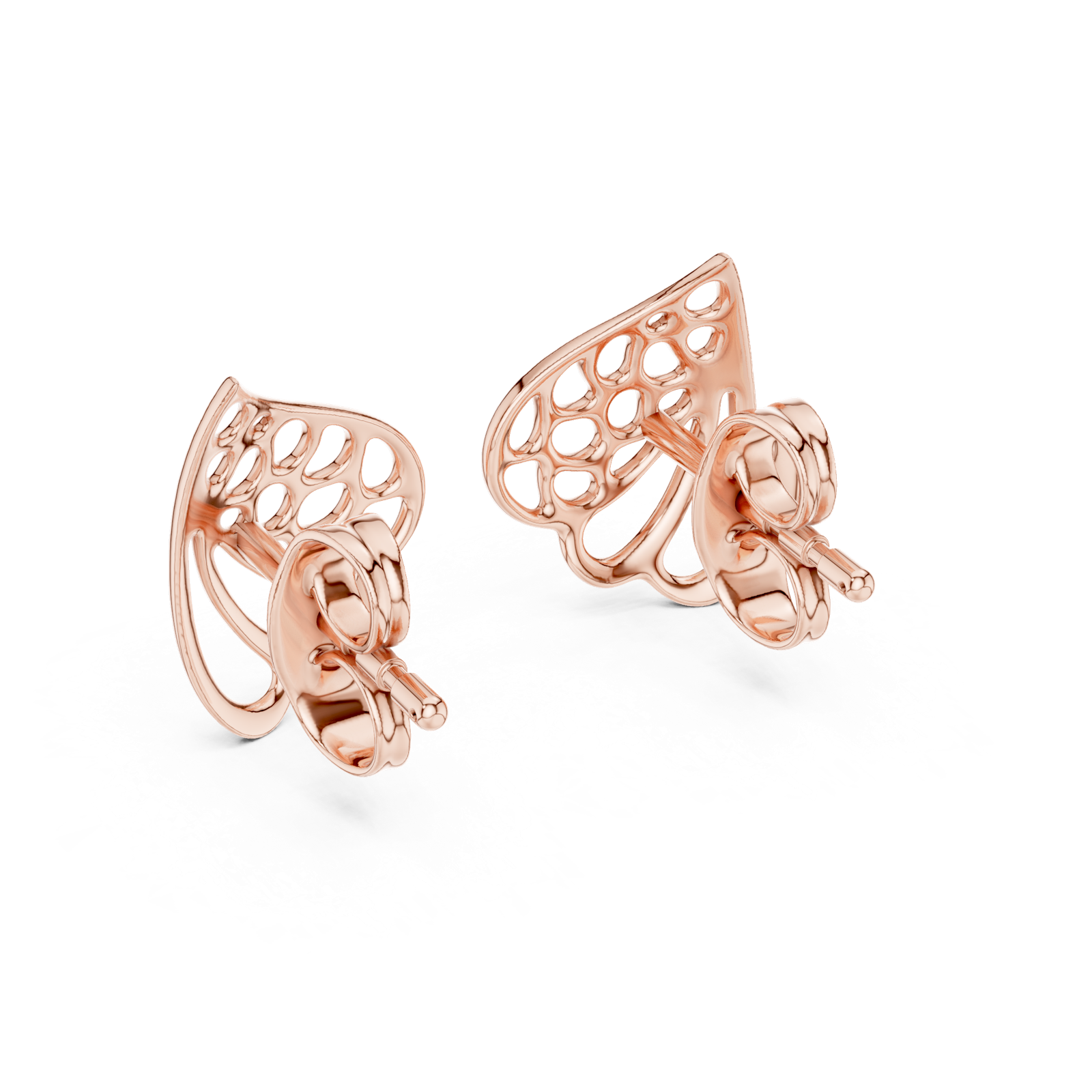 Gold Earrings 12-10001@E, Rose Gold, view 3
