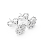 14K Solid Gold Lab Diamond Cluster Earrings, White Gold, view 2