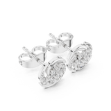 14K Solid Gold Lab Diamond Cluster Earrings, White Gold, view 2