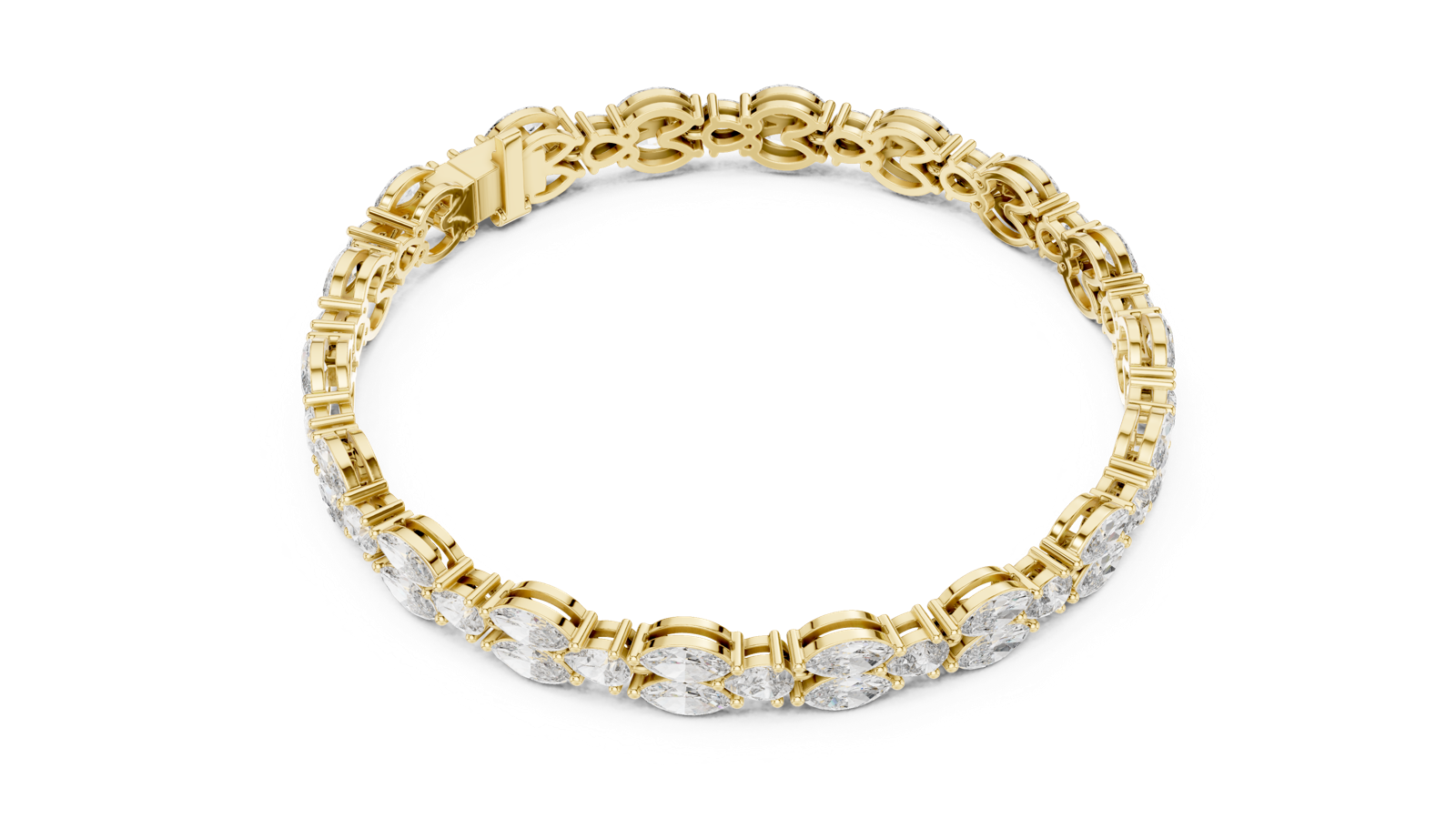 14K Solid Gold Lab Diamond Bracelet, Yellow Gold, view 2