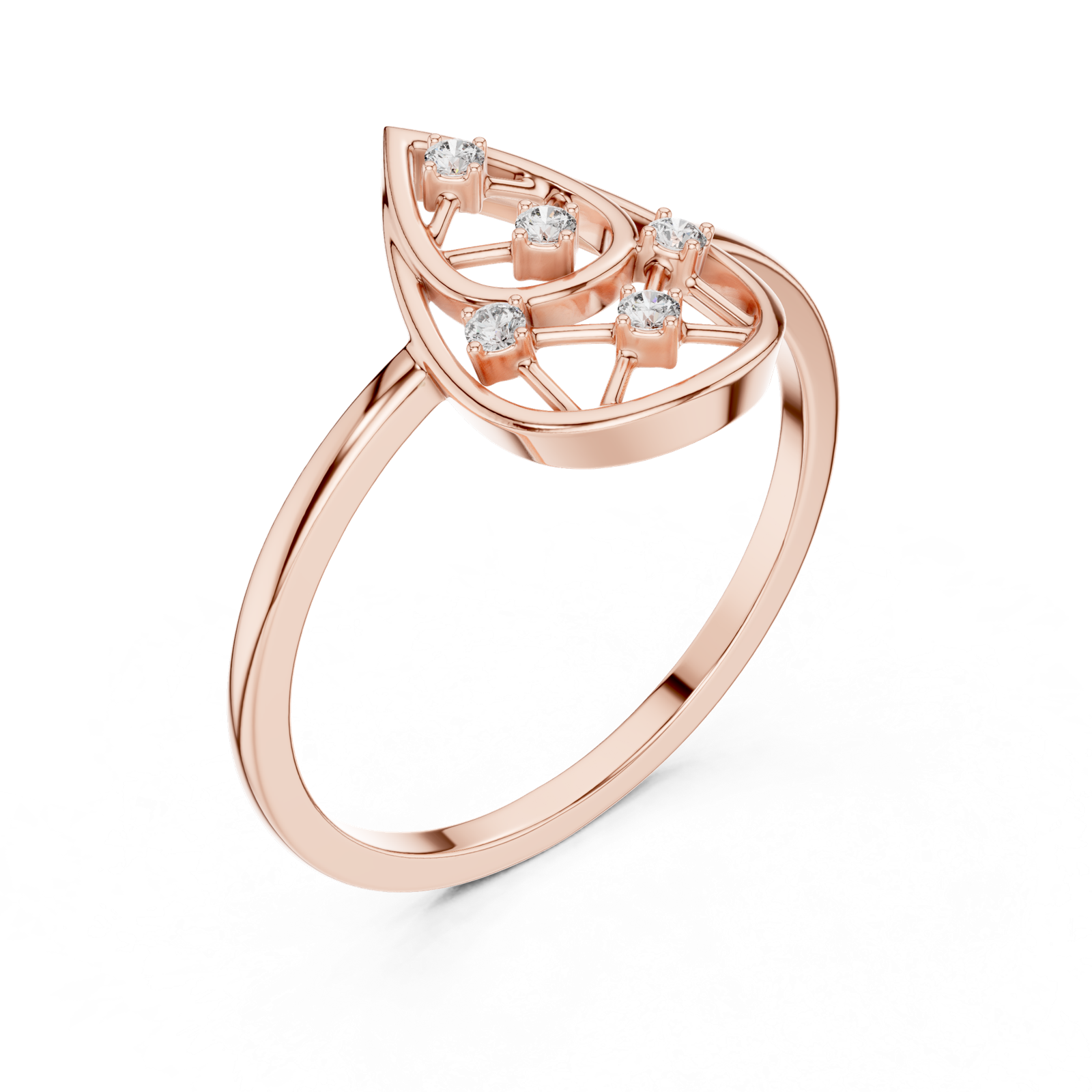 Gold Ring DR-6235, Rose Gold, view 2