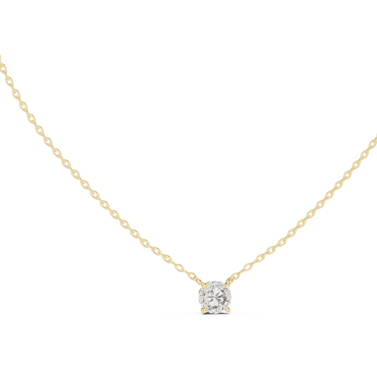 14K Solid Gold Lab Diamond Solitaire Pendant Necklace, Yellow Gold, view 1