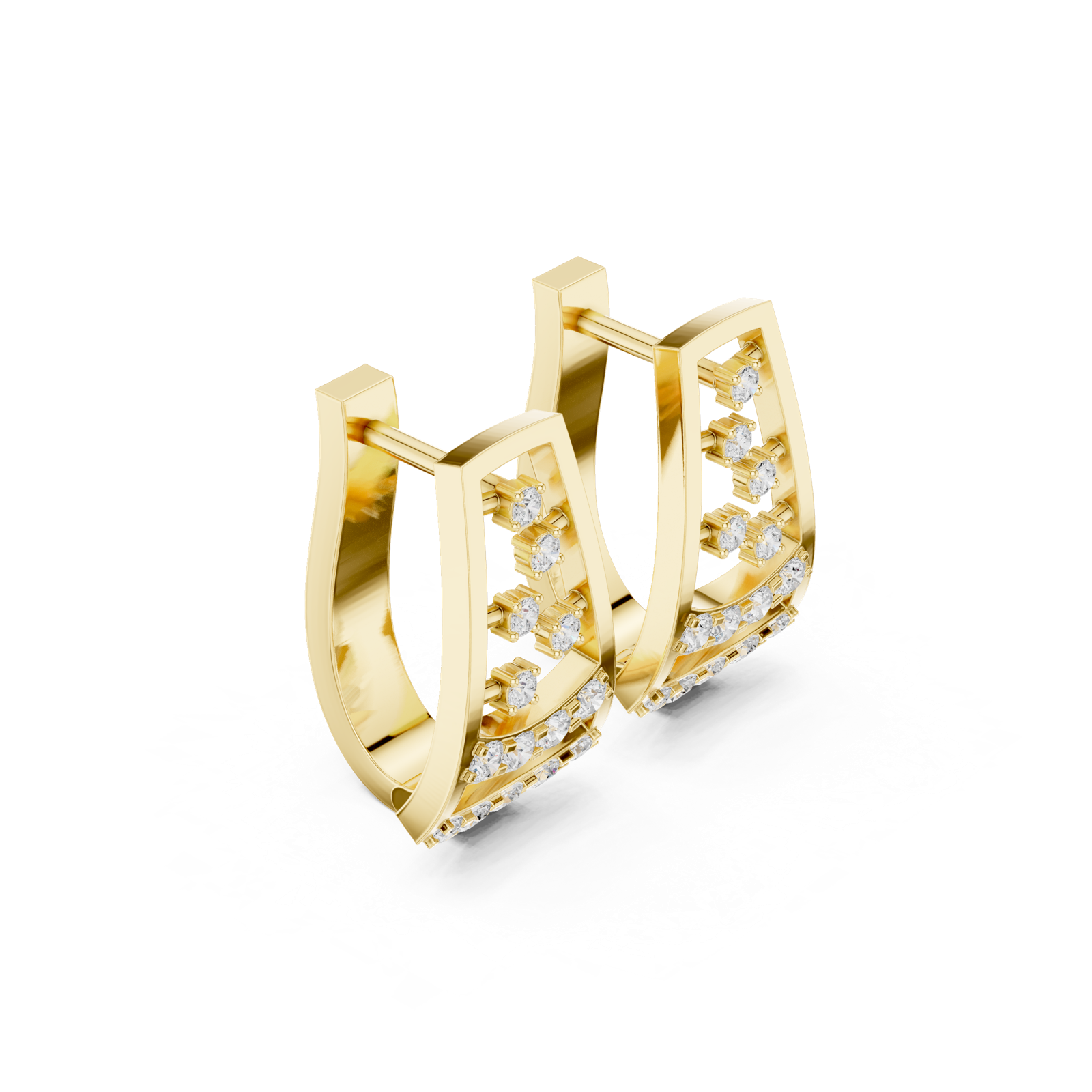 14K Solid Gold Lab Diamond Cluster Earrings, Yellow Gold, view 1