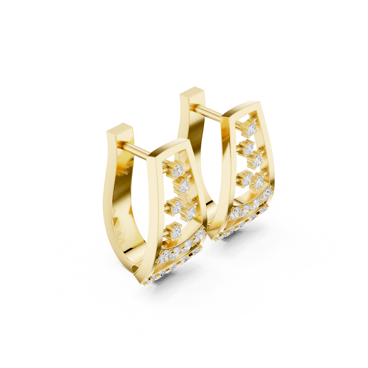 14K Solid Gold Lab Diamond Cluster Earrings, Yellow Gold, view 1