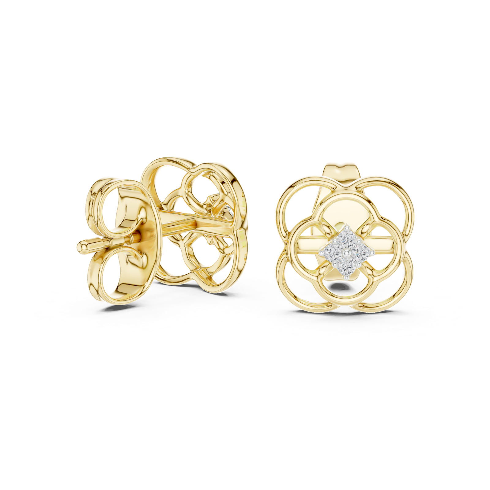 Gold Earrings 12-10006@E, Yellow Gold, view 1