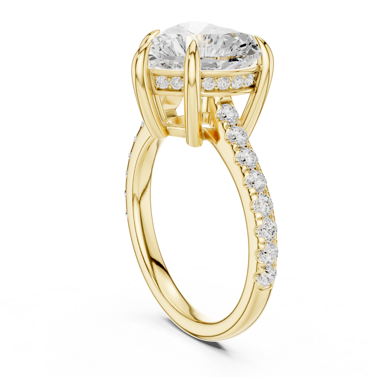 14K Solid Gold Lab Diamond Heart Solitaire Ring, Yellow Gold, view 1