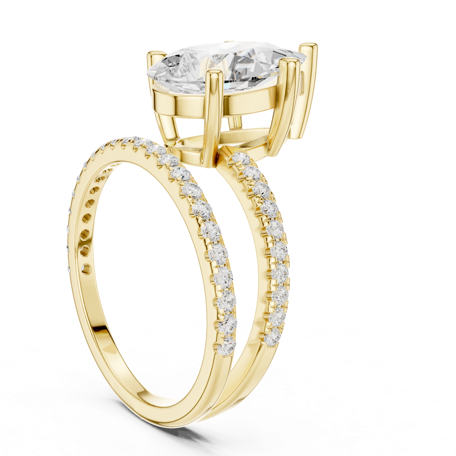 Gold Jewelry L35-39, Pear center stone, Yellow Gold, view 1