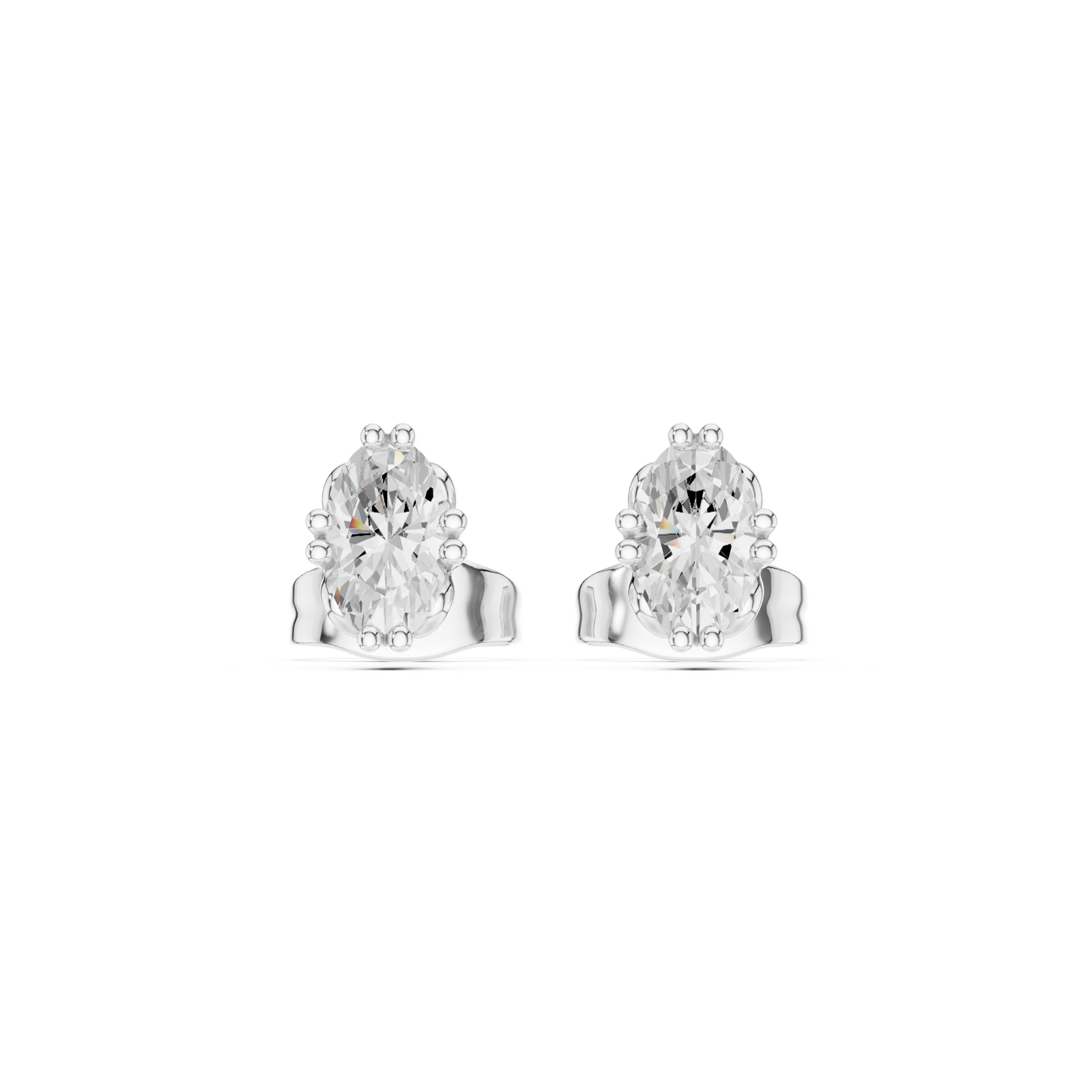 14K Solid Gold Lab Diamond Stud Earrings, White Gold, view 4